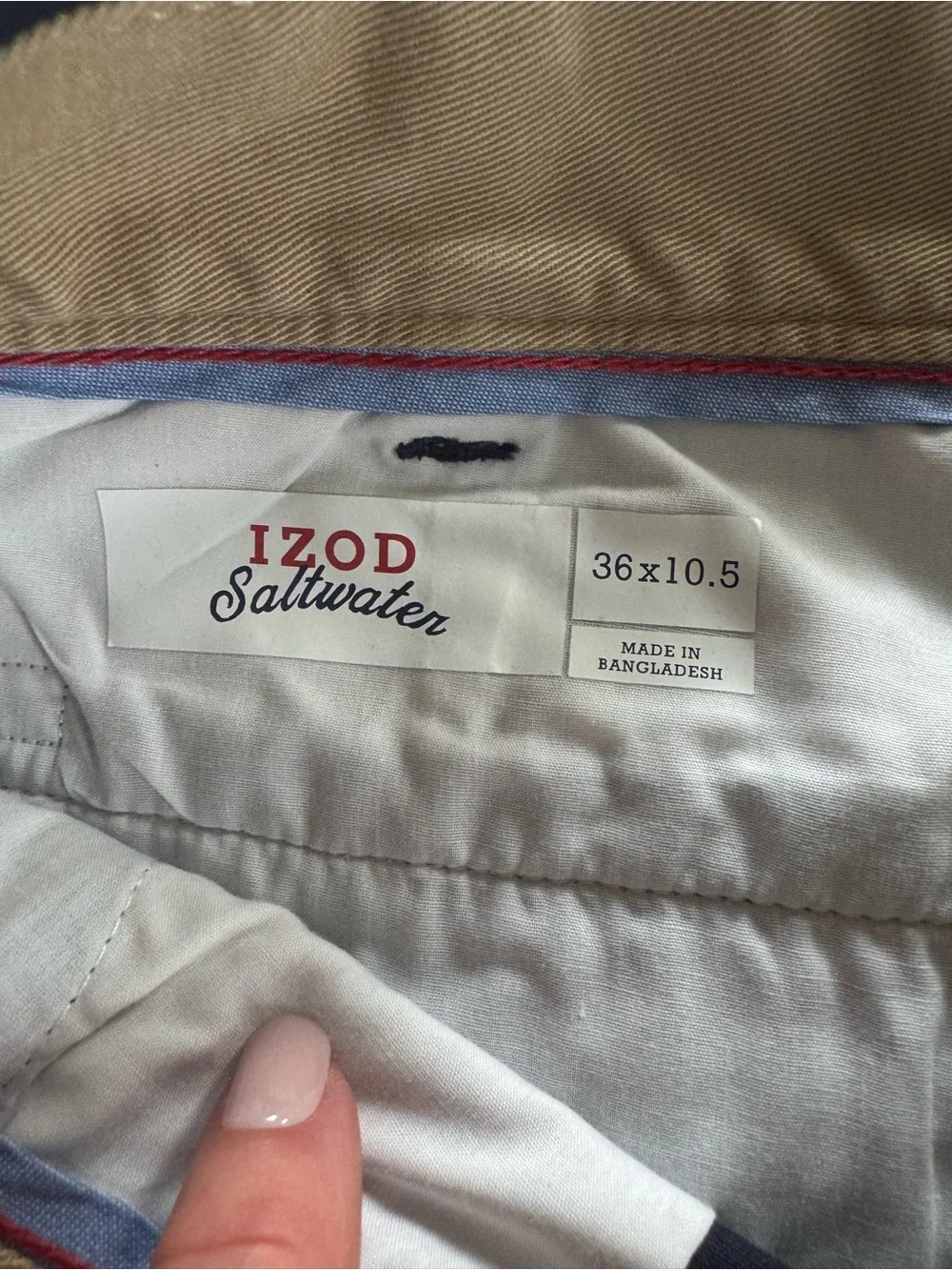 Izod Navy Flat-Front Shorts with Red Anchor Embroidery